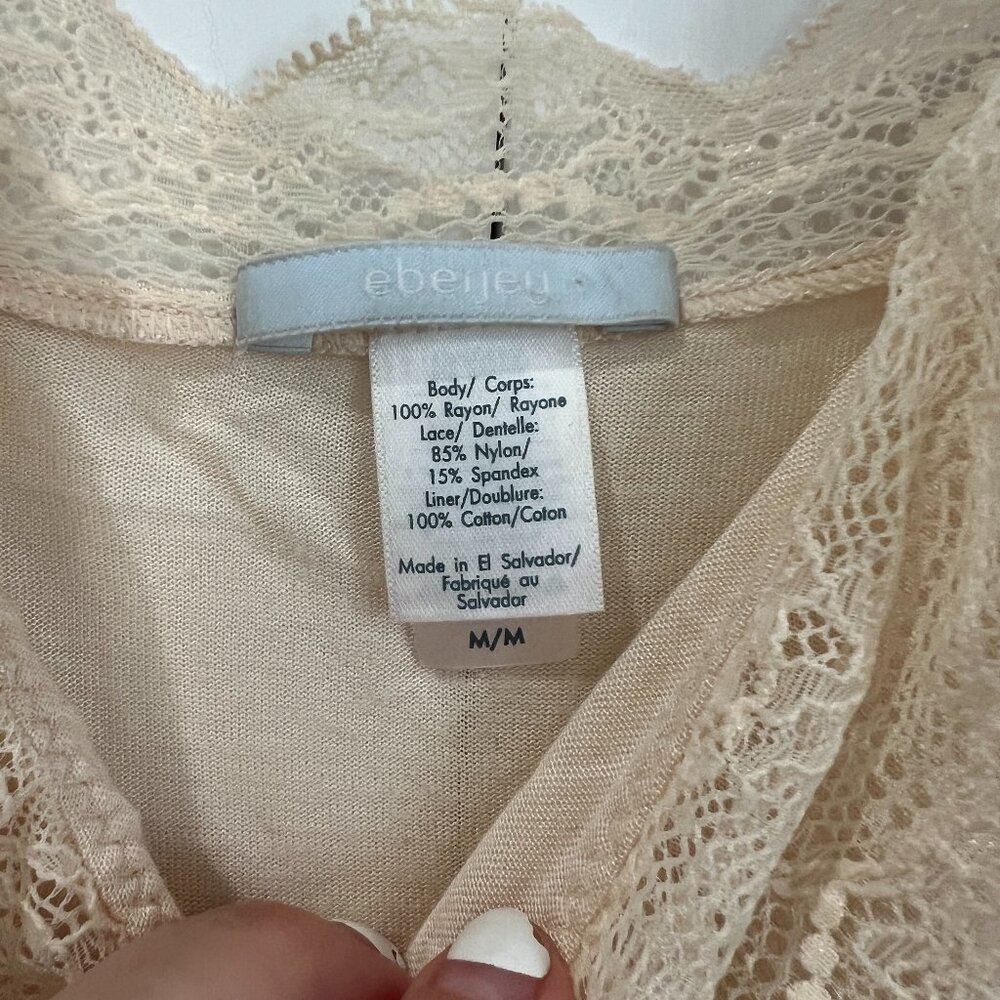 Eberjey Cream Ruffle Lace Romper Pajama - Picture 4 of 6